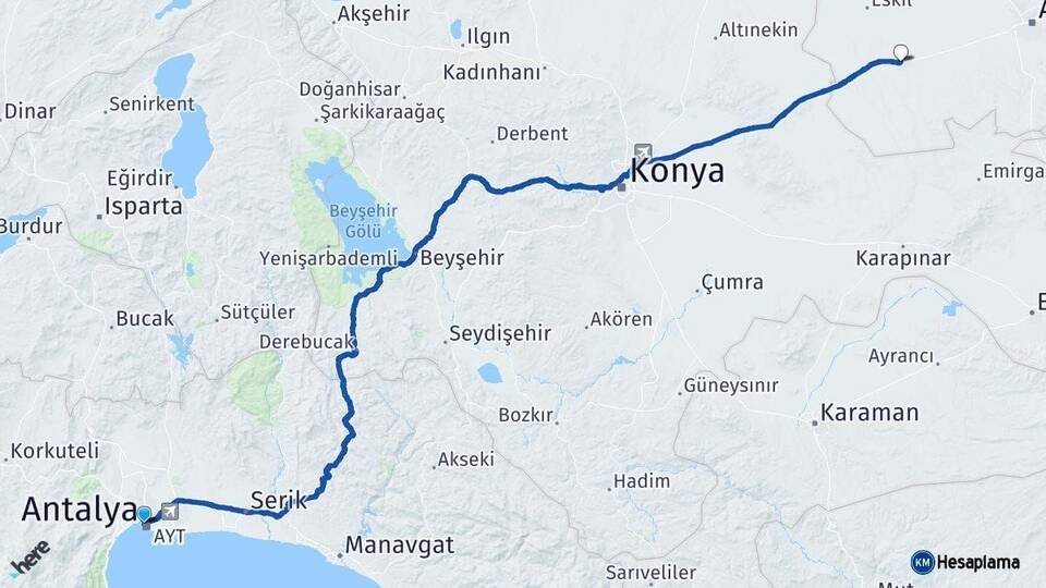 Antalya Sultanhanı Aksaray Arası Kaç Km - Yol Haritası