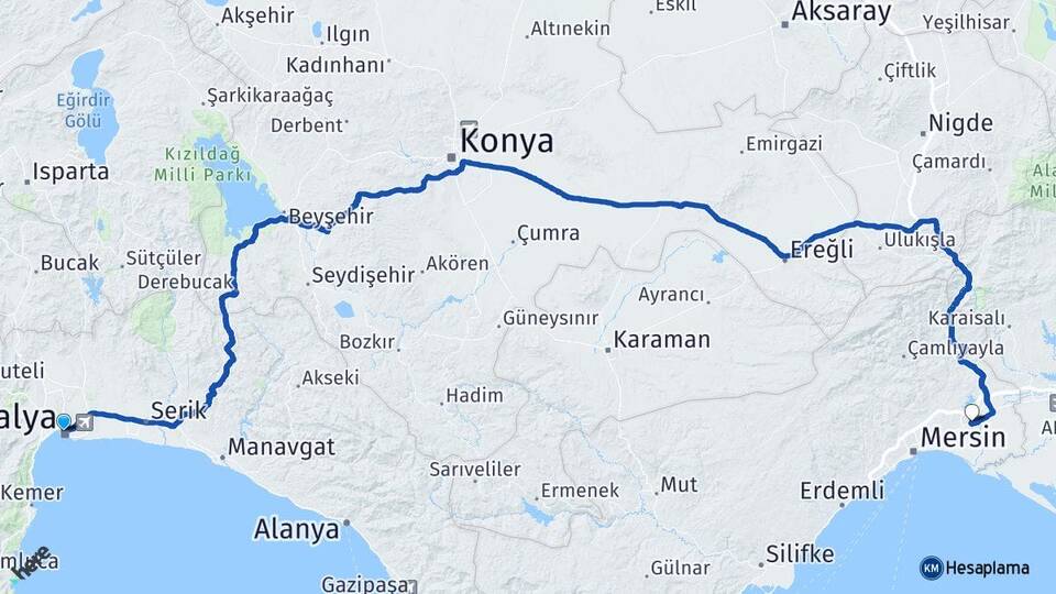 Antalya Tarsus Mersin Arası Kaç Km - Yol Haritası