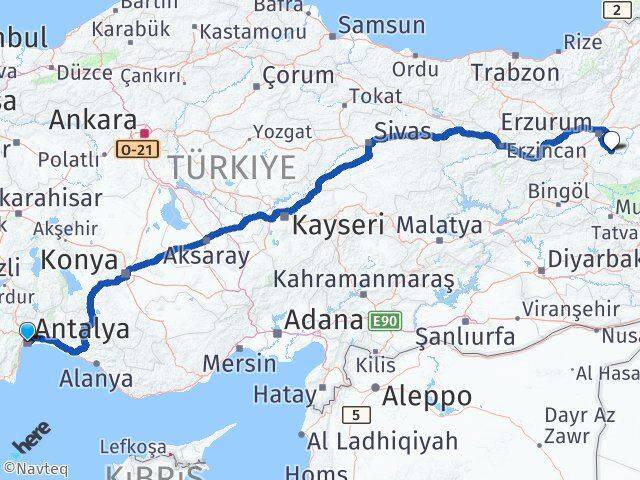 Antalya Tekman Arası Kaç Km - Yol Tarifi