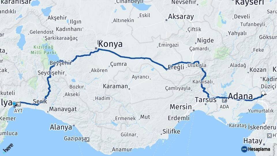 Antalya Toprakkale Osmaniye Arası Kaç Km - Yol Haritası