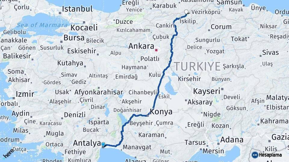 Antalya Tosya Kastamonu Arası Kaç Km - Yol Haritası