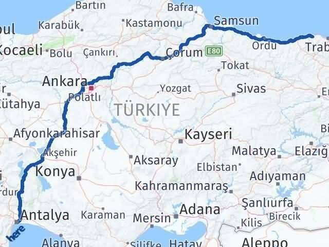 Antalya Vakfıkebir Trabzon Arası Kaç Km - Yol Haritası