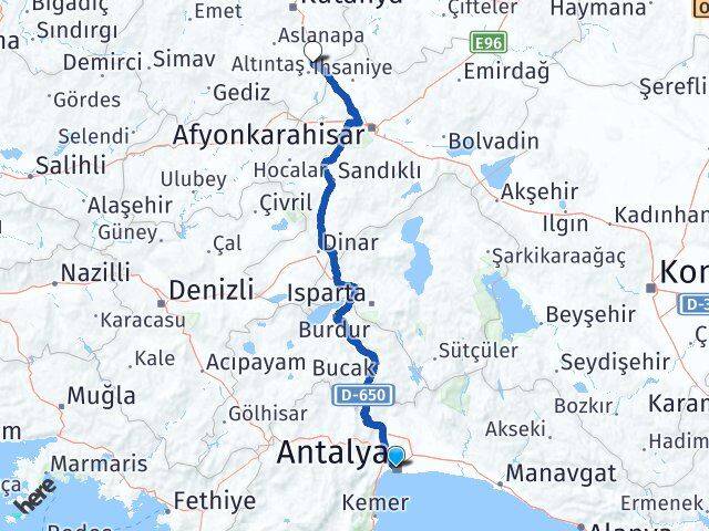Antalya Zafer Havalimanı Arası Kaç Km - Yol Haritası