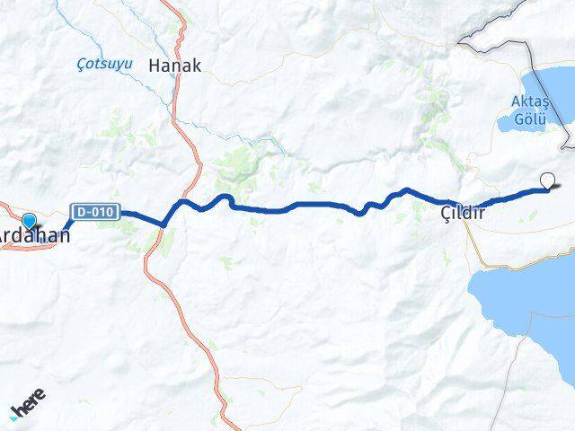 Ardahan Aşıkşenlik Çıldır Arası Kaç Km - Yol Haritası