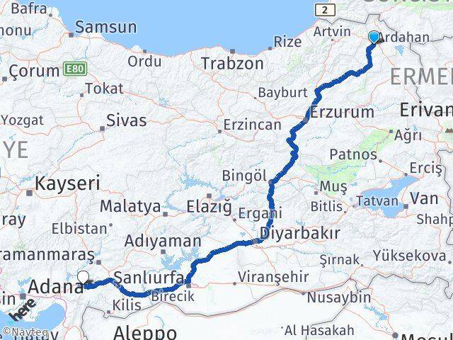 Ardahan Bahçe Osmaniye Arası Kaç Km - Yol Haritası
