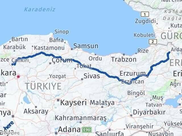 Ardahan Çamlıdere Ankara Arası Kaç Km - Yol Haritası