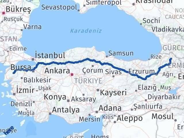 Ardahan Çan Çanakkale Arası Kaç Km - Yol Haritası