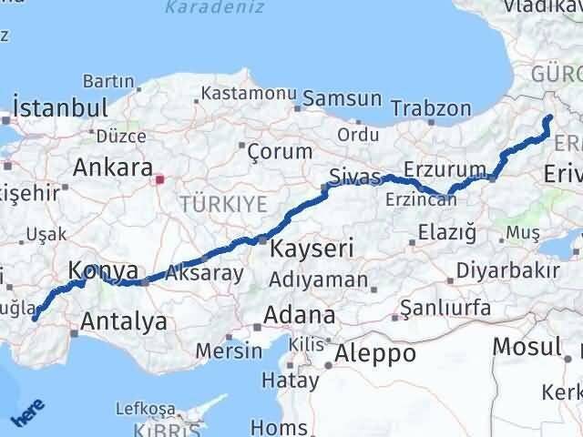 Ardahan Çavdır Burdur Arası Kaç Km - Yol Haritası