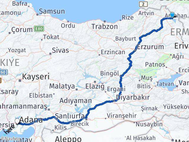 Ardahan Çıldır Adana Arası Kaç Km - Yol Haritası