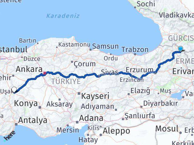 Ardahan Çıldır Afyonkarahisar Arası Kaç Km - Yol Haritası