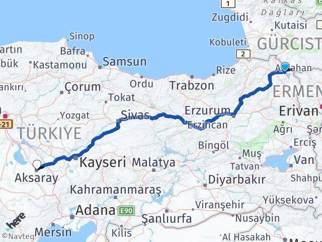 Ardahan Çıldır Aksaray Arası Kaç Km - Yol Haritası