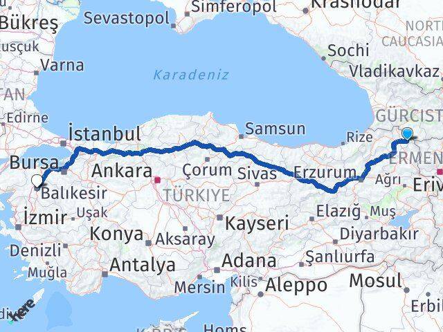 Ardahan Çıldır Balıkesir Arası Kaç Km - Yol Haritası