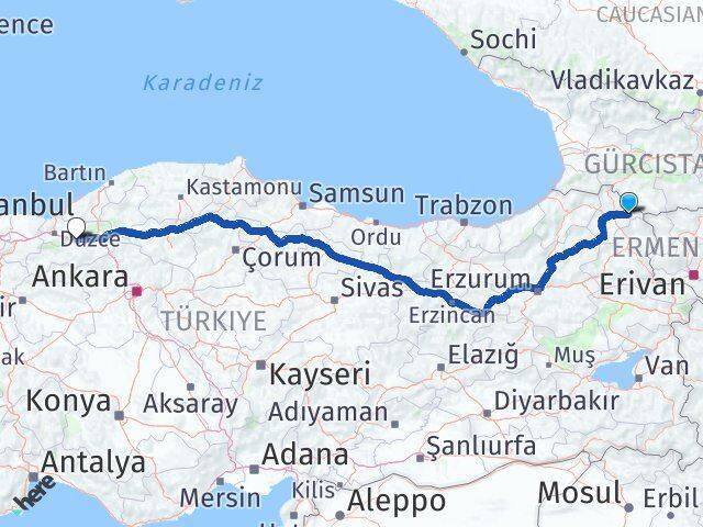 Ardahan Çıldır Bolu Arası Kaç Km - Yol Haritası