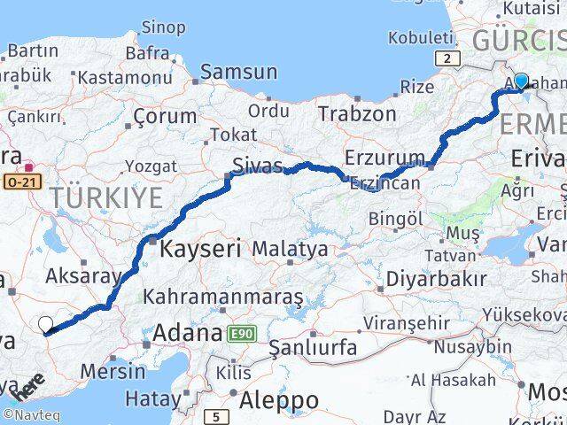 Ardahan Çıldır Karaman Arası Kaç Km - Yol Haritası