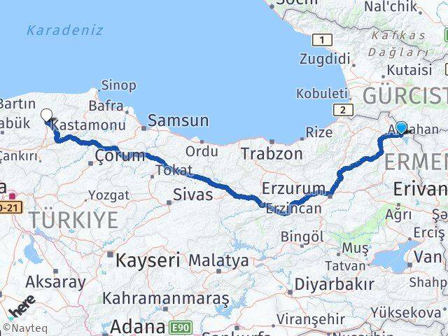 Ardahan Çıldır Kastamonu Arası Kaç Km - Yol Haritası