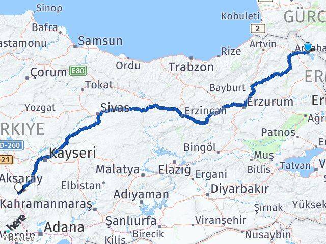 Ardahan Çıldır Niğde Arası Kaç Km - Yol Haritası