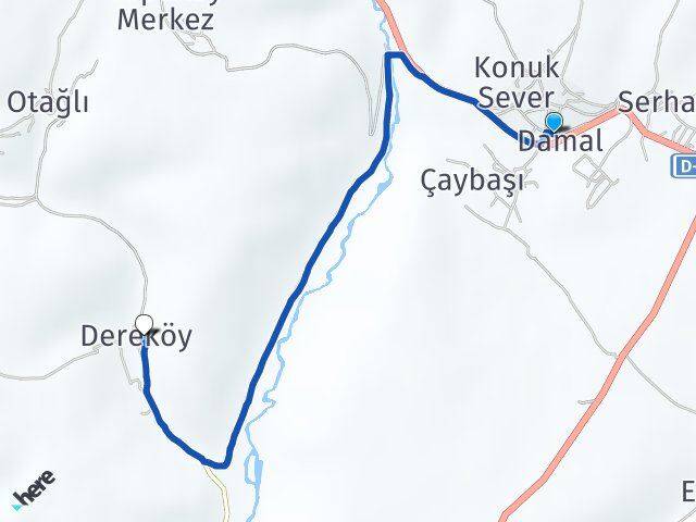 Ardahan Damal Dereköy Damal Arası Kaç Km - Yol Haritası