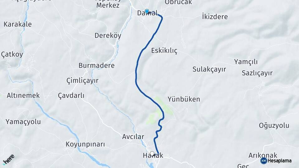Ardahan Damal Hanak Arası Kaç Km - Yol Haritası