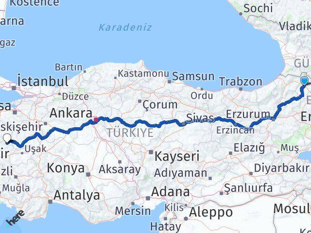 Ardahan Demirci Manisa Arası Kaç Km - Yol Haritası