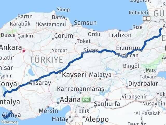 Ardahan Derebucak Konya Arası Kaç Km - Yol Haritası