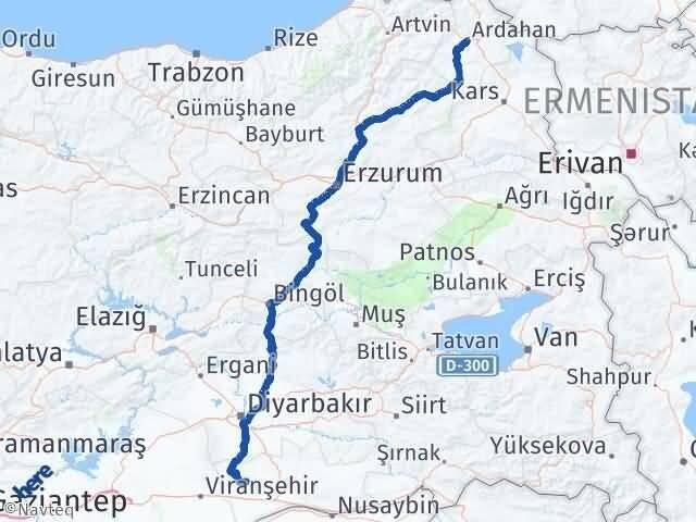 Ardahan Derik Mardin Arası Kaç Km - Yol Haritası