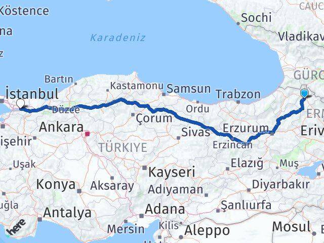 Ardahan Derince Kocaeli Arası Kaç Km - Yol Haritası