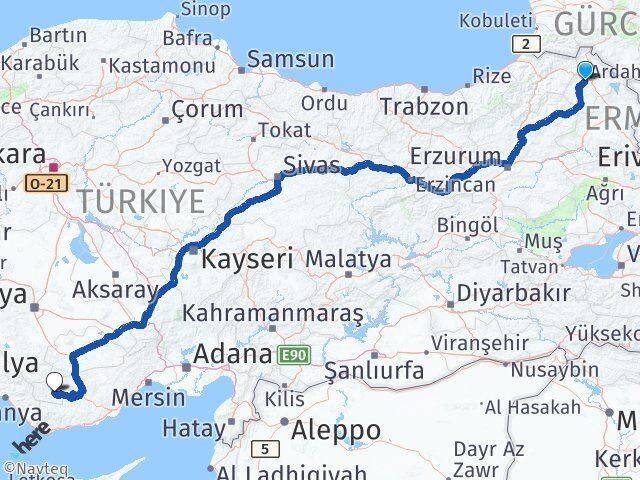 Ardahan Ermenek Karaman Arası Kaç Km - Yol Haritası