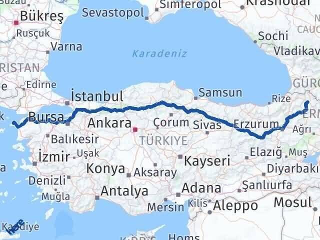Ardahan Gökçeada Arası Kaç Km - Yol Tarifi