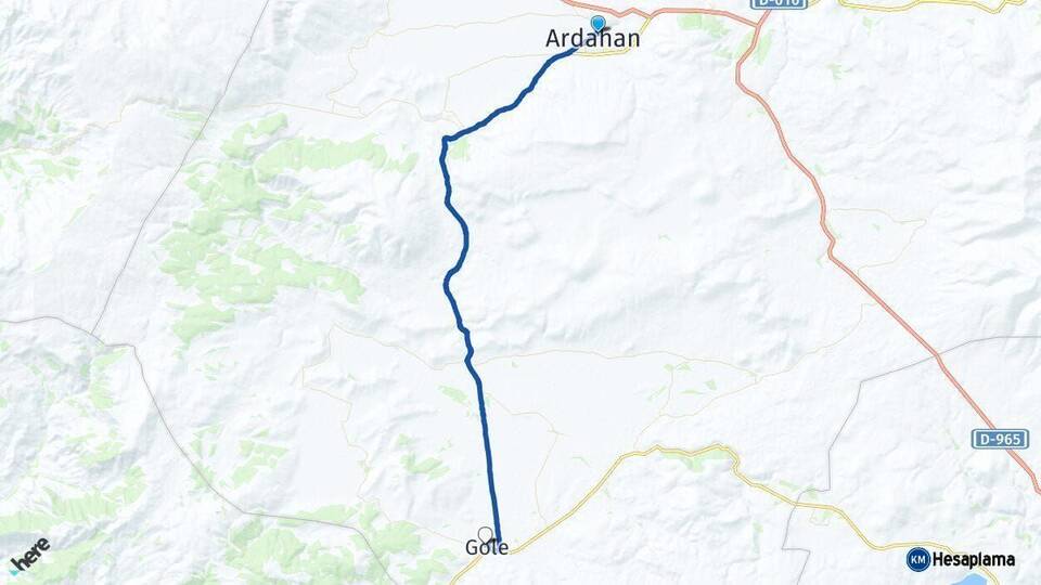 Ardahan Göle Arası Kaç Km - Yol Haritası