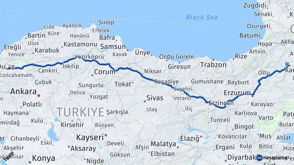 Ardahan Göle Bolu Arası Kaç Km - Yol Haritası