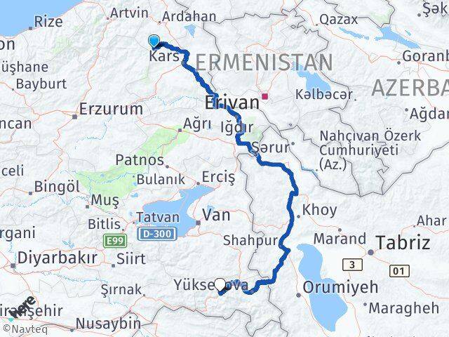 Ardahan Göle Hakkari Arası Kaç Km - Yol Haritası