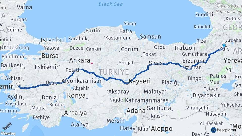 Ardahan Göle Manisa Arası Kaç Km - Yol Haritası