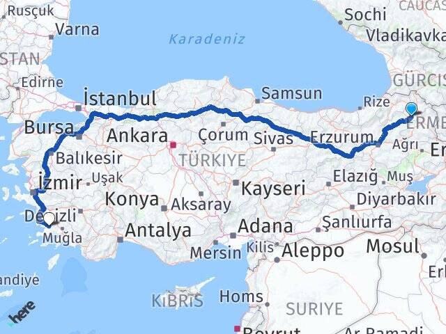 Ardahan Göle Milas Muğla Arası Kaç Km - Yol Haritası