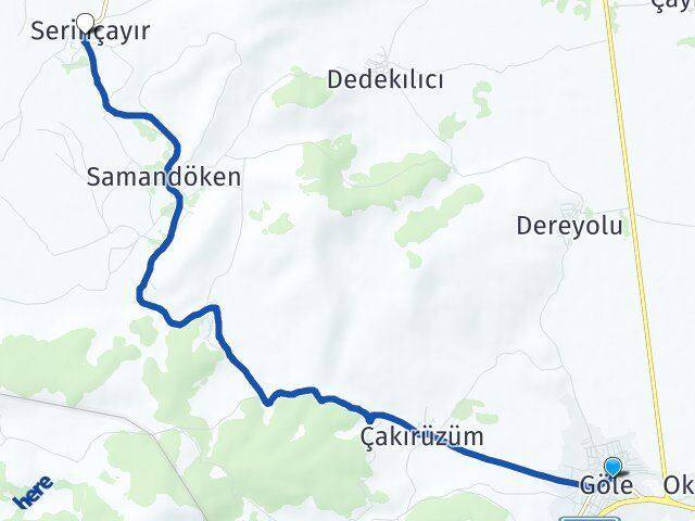 Ardahan Göle Serinçayır Göle Arası Kaç Km - Yol Haritası