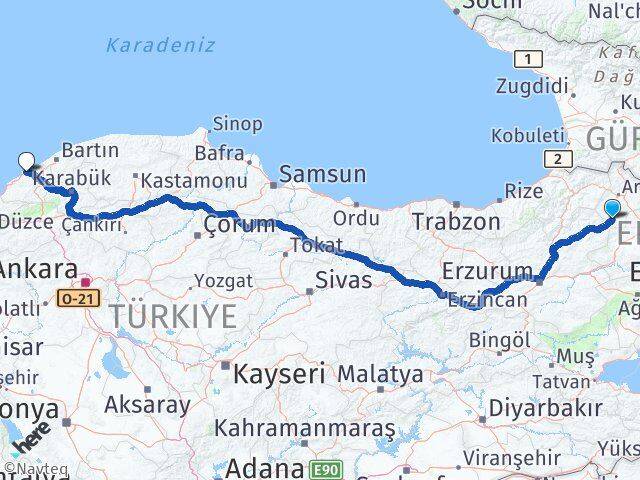 Ardahan Göle Zonguldak Arası Kaç Km - Yol Haritası