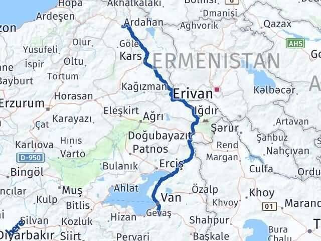 Ardahan Gürpınar Van Arası Kaç Km - Yol Haritası