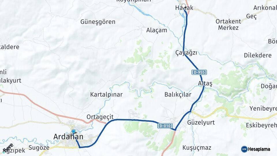 Ardahan Hanak Arası Kaç Km - Yol Haritası