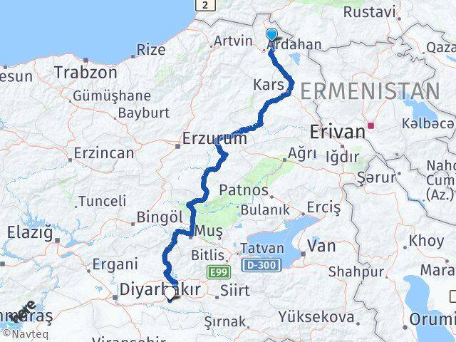 Ardahan Hanak Batman Arası Kaç Km - Yol Haritası