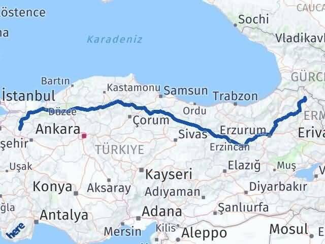 Ardahan Hanak Bilecik Arası Kaç Km - Yol Haritası
