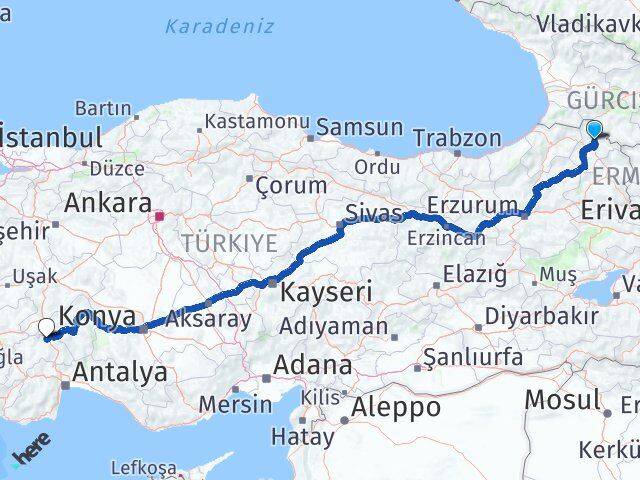 Ardahan Hanak Burdur Arası Kaç Km - Yol Haritası