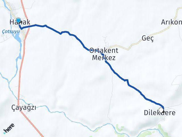 Ardahan Hanak Dilekdere Hanak Arası Kaç Km - Yol Haritası