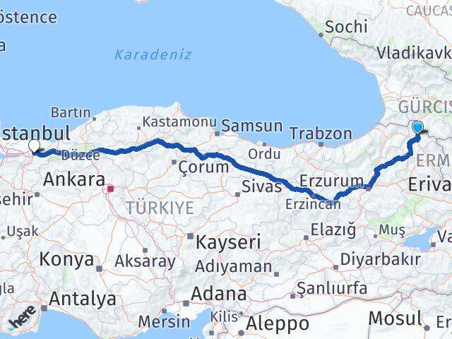 Ardahan Hanak Sakarya Arası Kaç Km - Yol Haritası