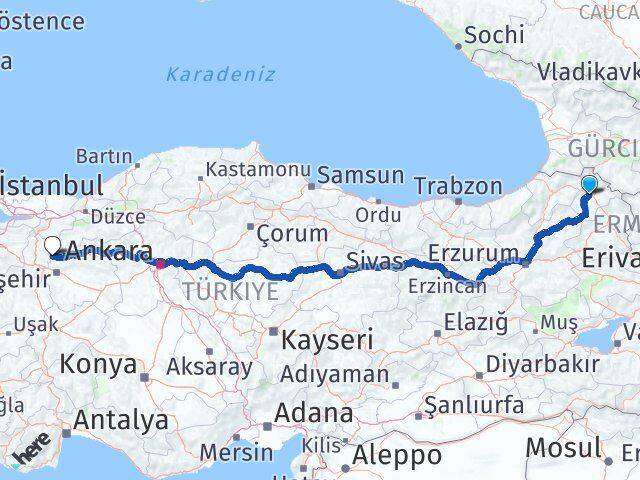 Ardahan İnhisar Bilecik Arası Kaç Km - Yol Haritası