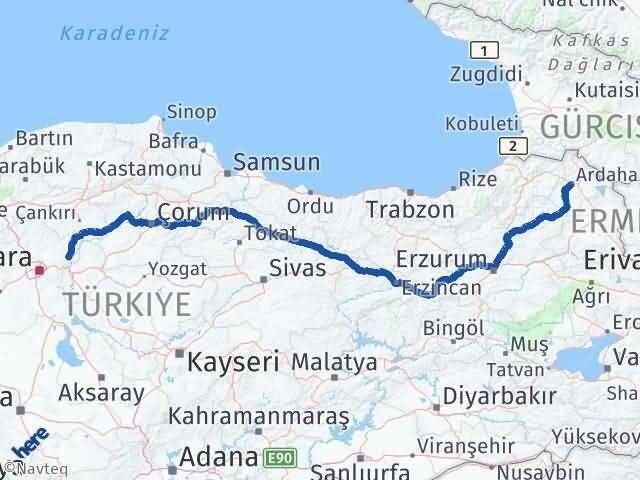 Ardahan Kalecik Ankara Arası Kaç Km - Yol Haritası