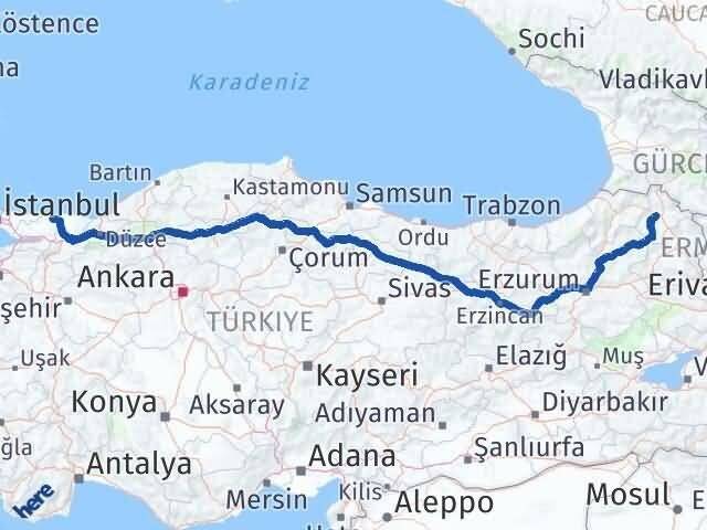 Ardahan Kandıra Kocaeli Arası Kaç Km - Yol Haritası