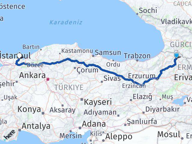Ardahan Karasu Sakarya Arası Kaç Km - Yol Haritası