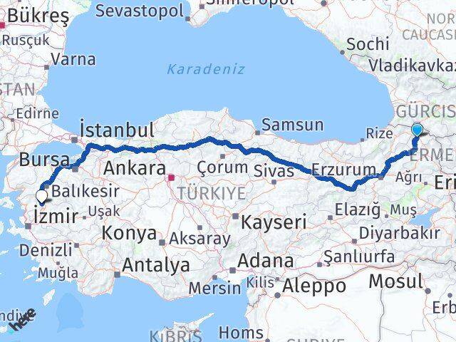 Ardahan Kırkağaç Manisa Arası Kaç Km - Yol Haritası