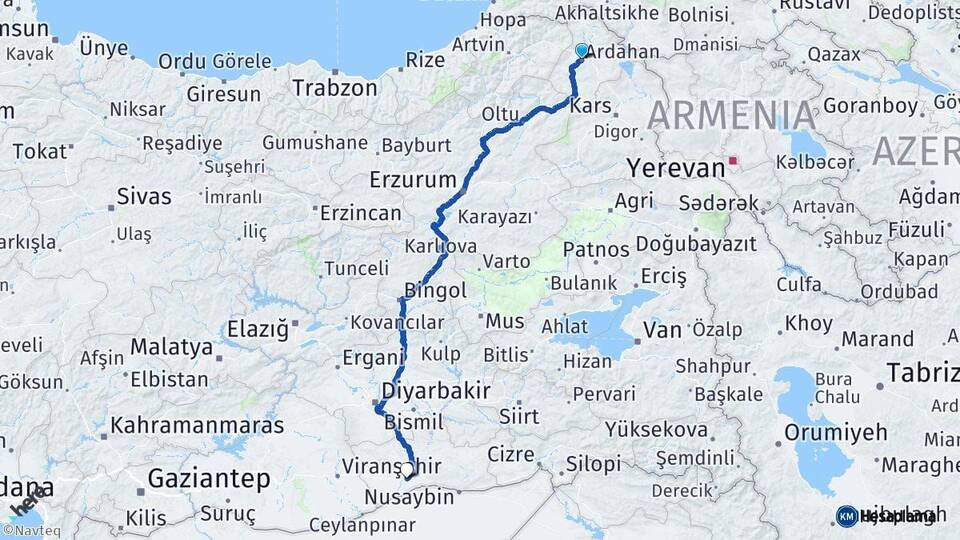 Ardahan Kızıltepe Mardin Arası Kaç Km - Yol Haritası
