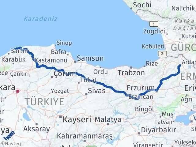 Ardahan Kurucaşile Bartın Arası Kaç Km - Yol Haritası