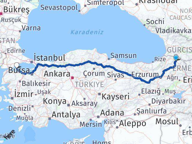 Ardahan Marmara Balıkesir Arası Kaç Km - Yol Haritası